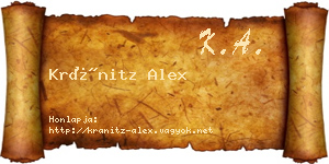 Kránitz Alex névjegykártya